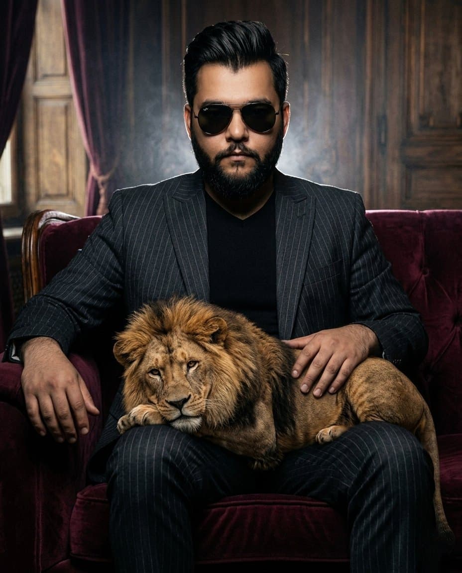 Gangster Portrait with Lion (Alt)